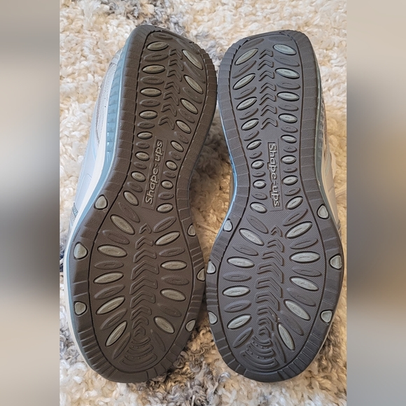 Skechers Womens Athletic Shoes Size 10M Shape Ups Leather White Blue Silver - Picture 8 of 9